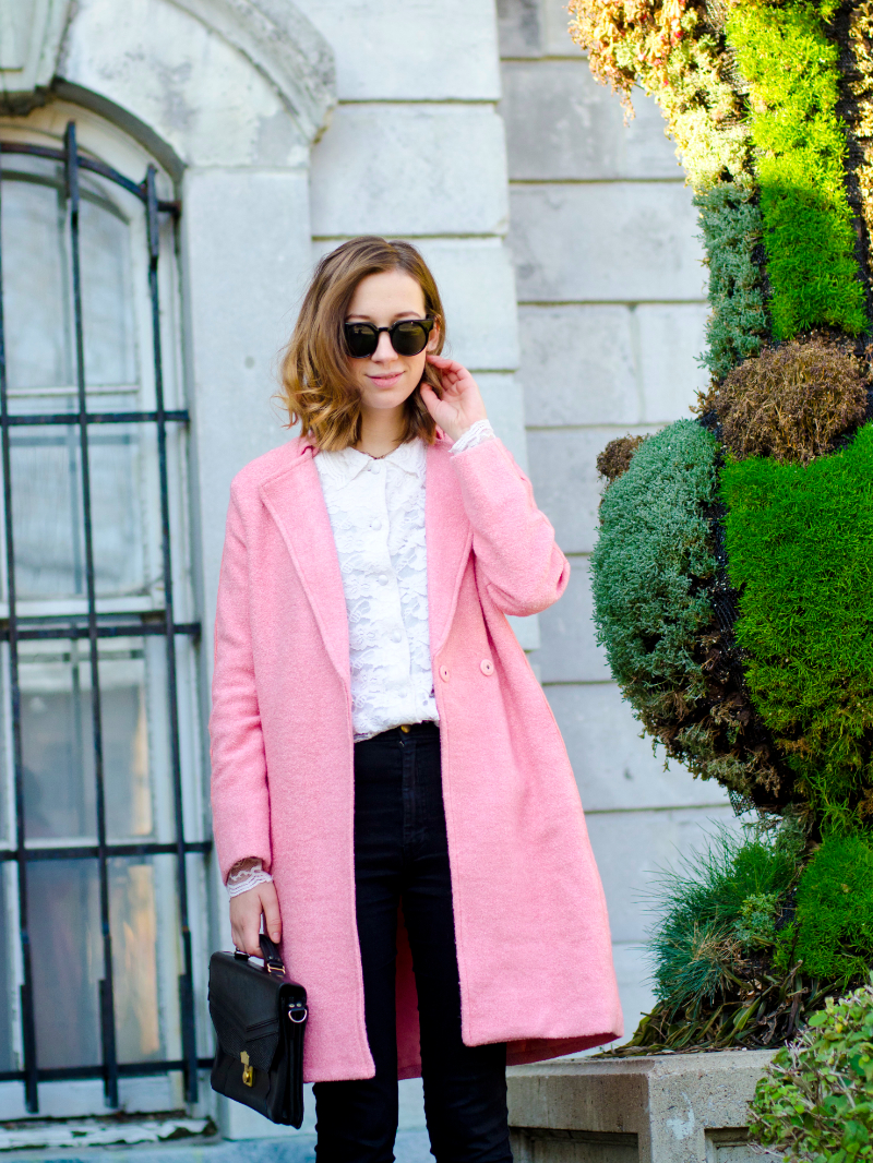 pink coat outfits