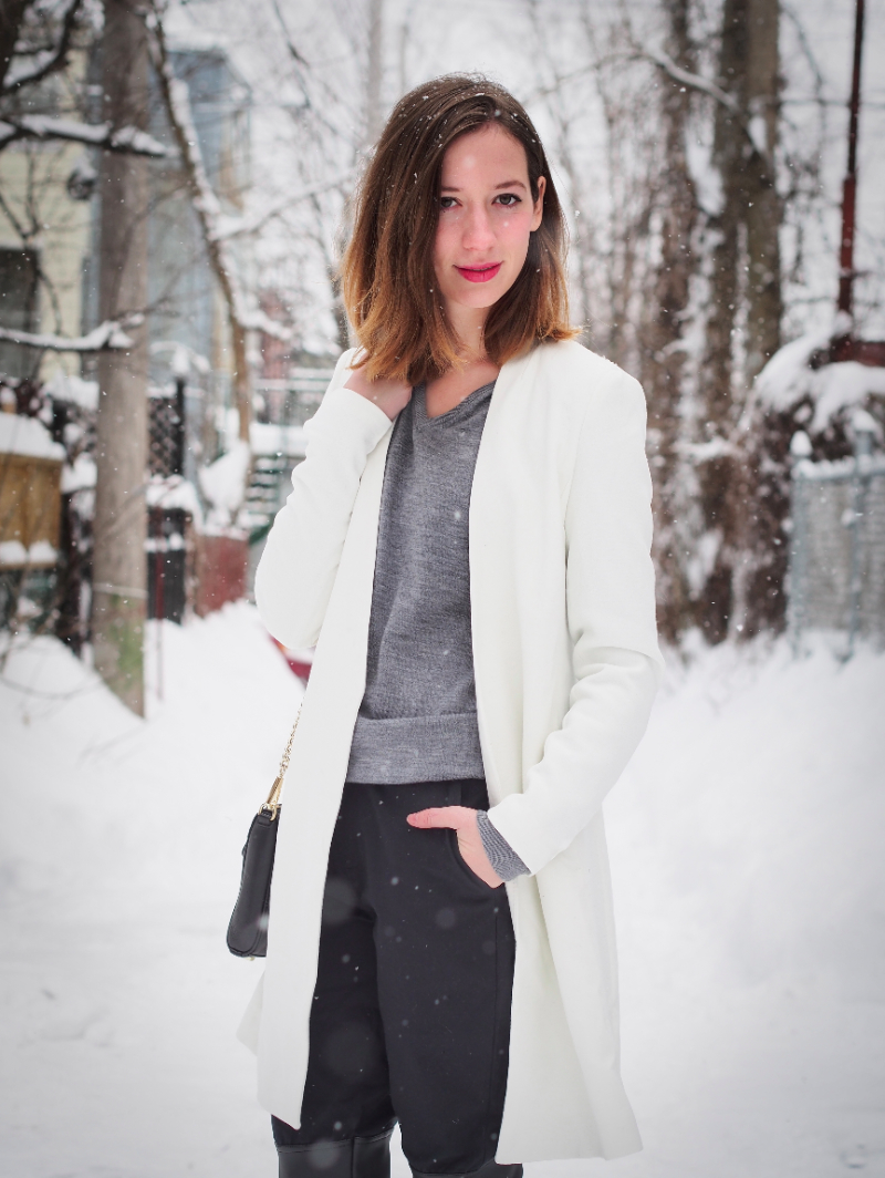 Choies white coat in winter white