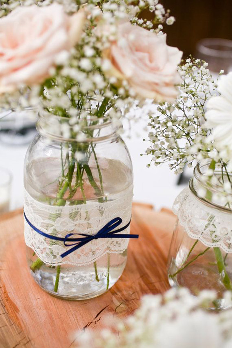 Flowers in a jar for wedding