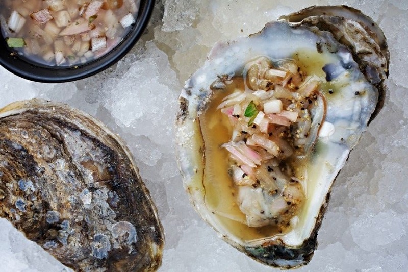 oysters with toppings