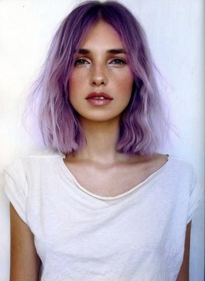 purple shoulder length hair