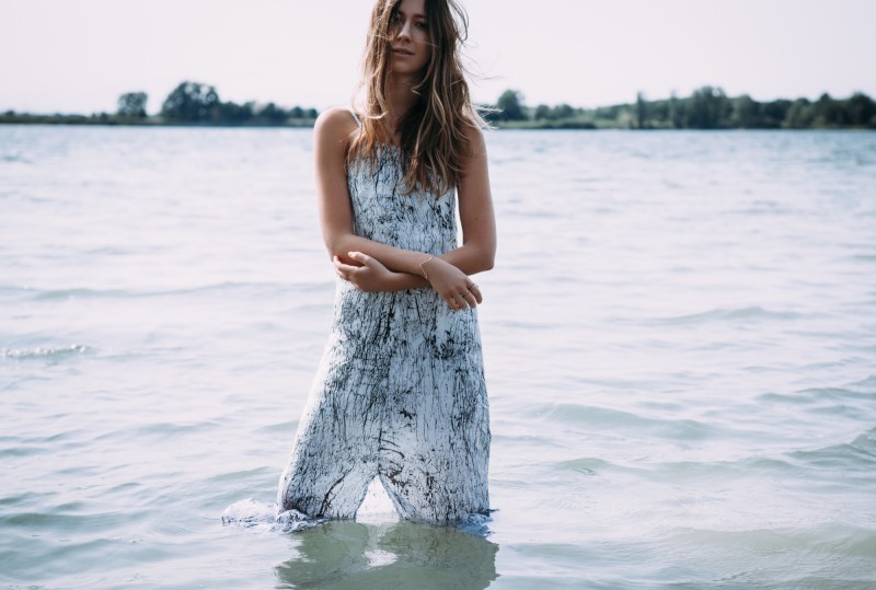 long marble dress in water