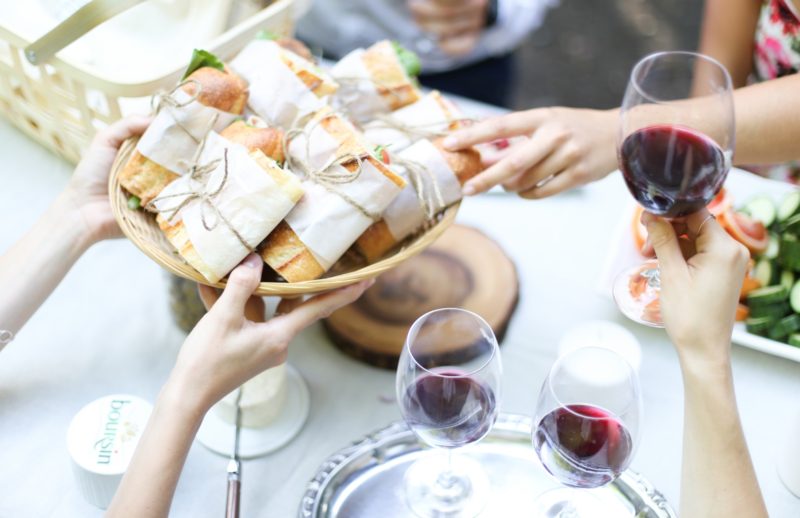 wine and sandwich picnic